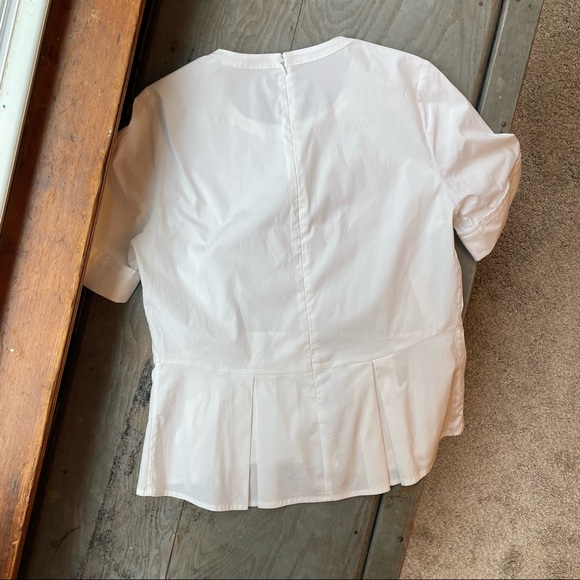 Veronica Beard short sleeve stretch poplin peplum shirt | size 10 - Picture 8 of 10